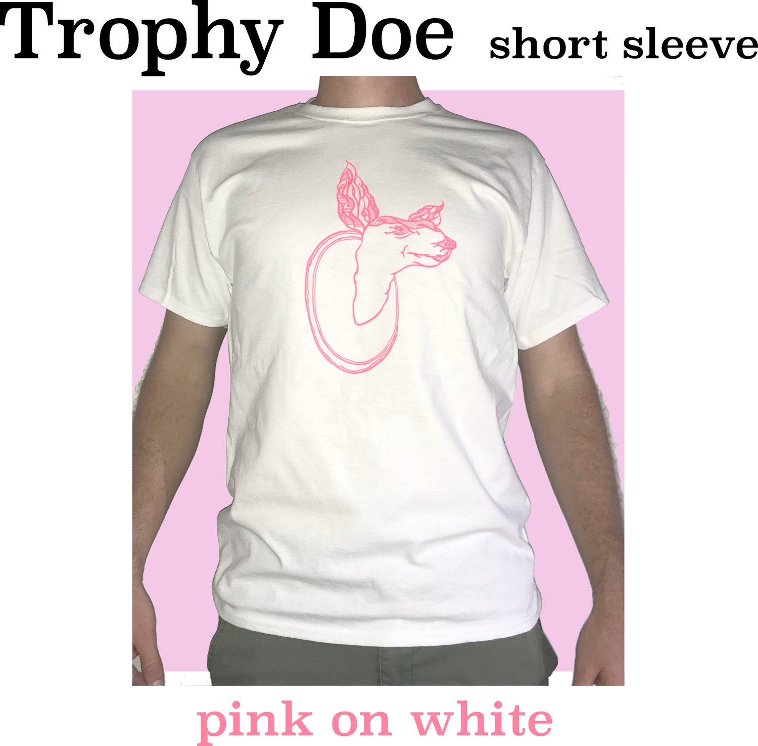 Image of Trophy Doe Short Sleeve T-shirt (Pink on White)