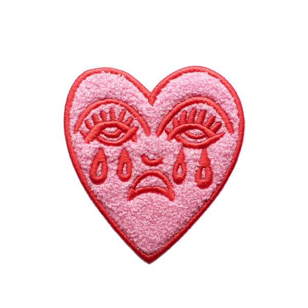 Image of Crying Heart Chenille Patch - Pink & Red