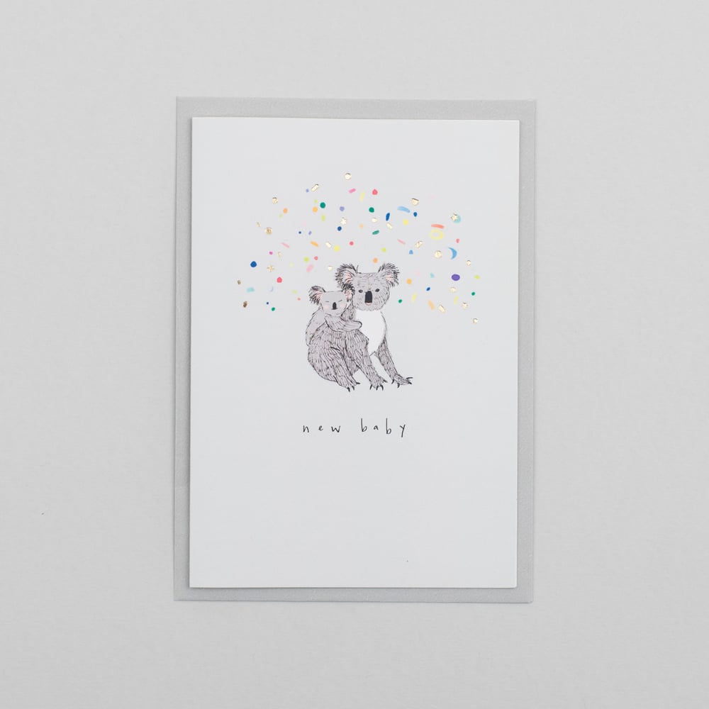 Image of New Baby Koala Card with Gold Foil Confetti