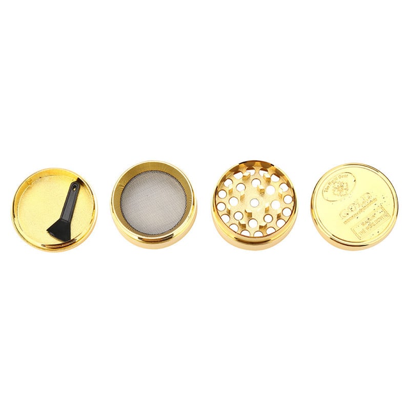 Image of Gold 4 Layered Herb Grinder With Brush