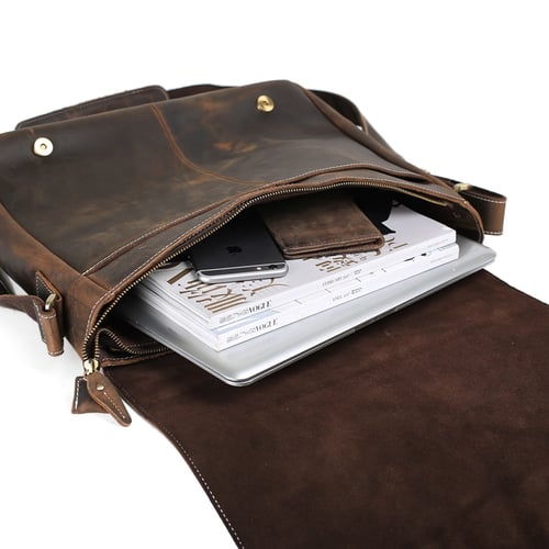 Image of 15'' Genuine Leather Men Messenger Bag Laptop Bag Crossbody Bag 1053L