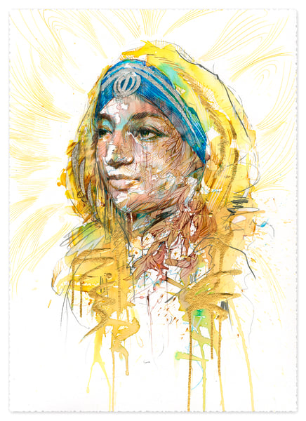 Image of Mata Sahib Kaur - Limited edition Print hand finished with 24kt Gold and Silver