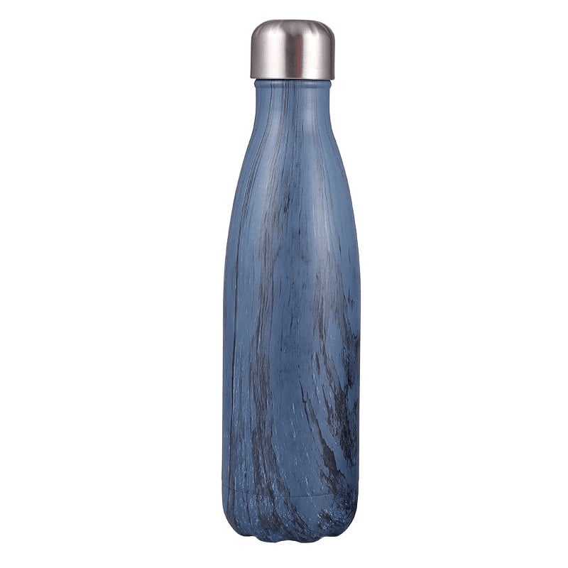 Image of Stainless Steel Insulated Thermo Bottle - Blue Wood Grain