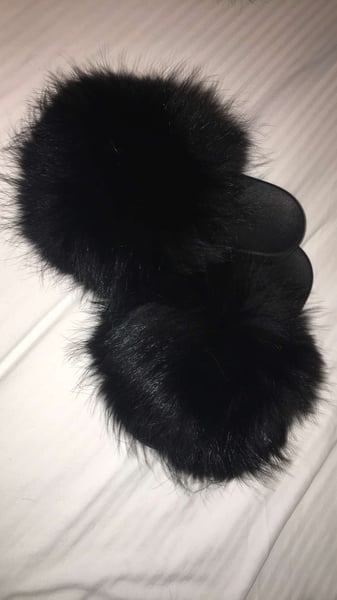 Image of “Black Cat” Fur Slides