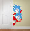 Thing 1 Thing 2 Peeking from side of a door - Dr Seuss Character
