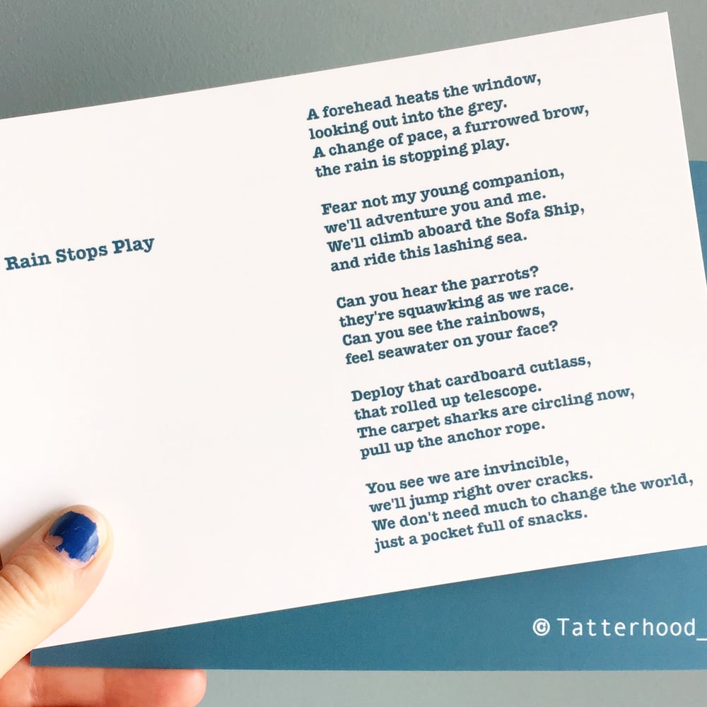 Image of Rain Stops Play - Poem Postcard (Small - A6 Size)