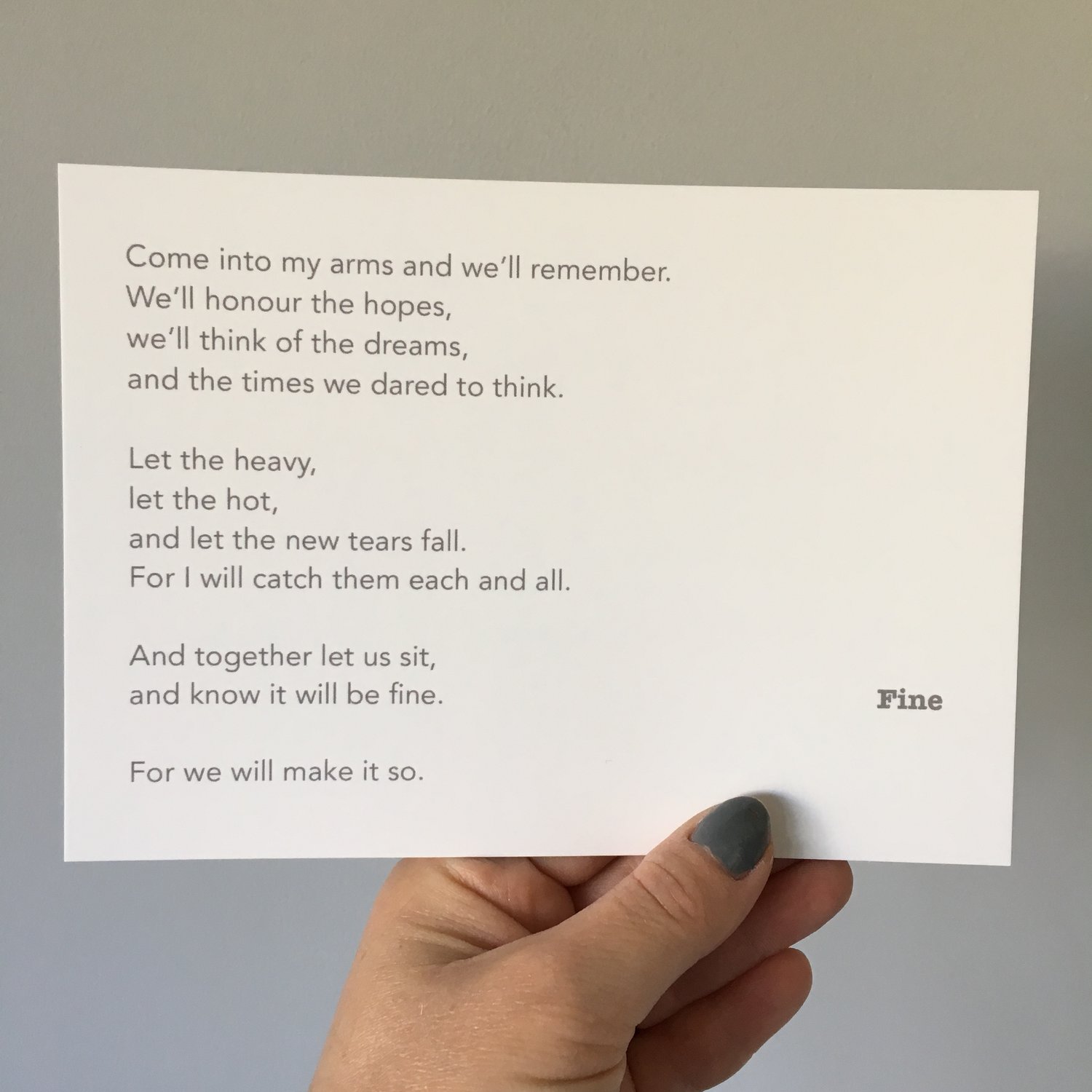 Fine Poem Postcard Medium 7 X 5 Size Tatterhoodshop
