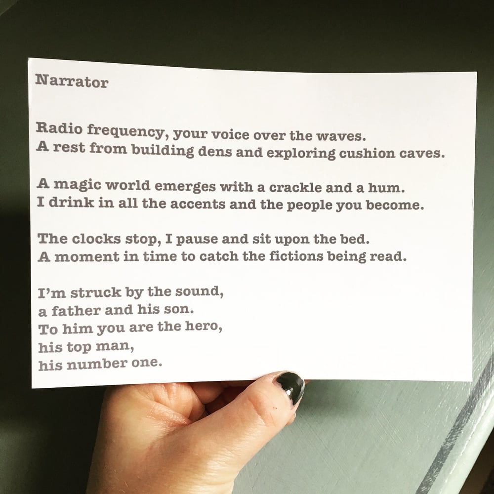 Image of Narrator - Poem Postcard (Small - A6 size)