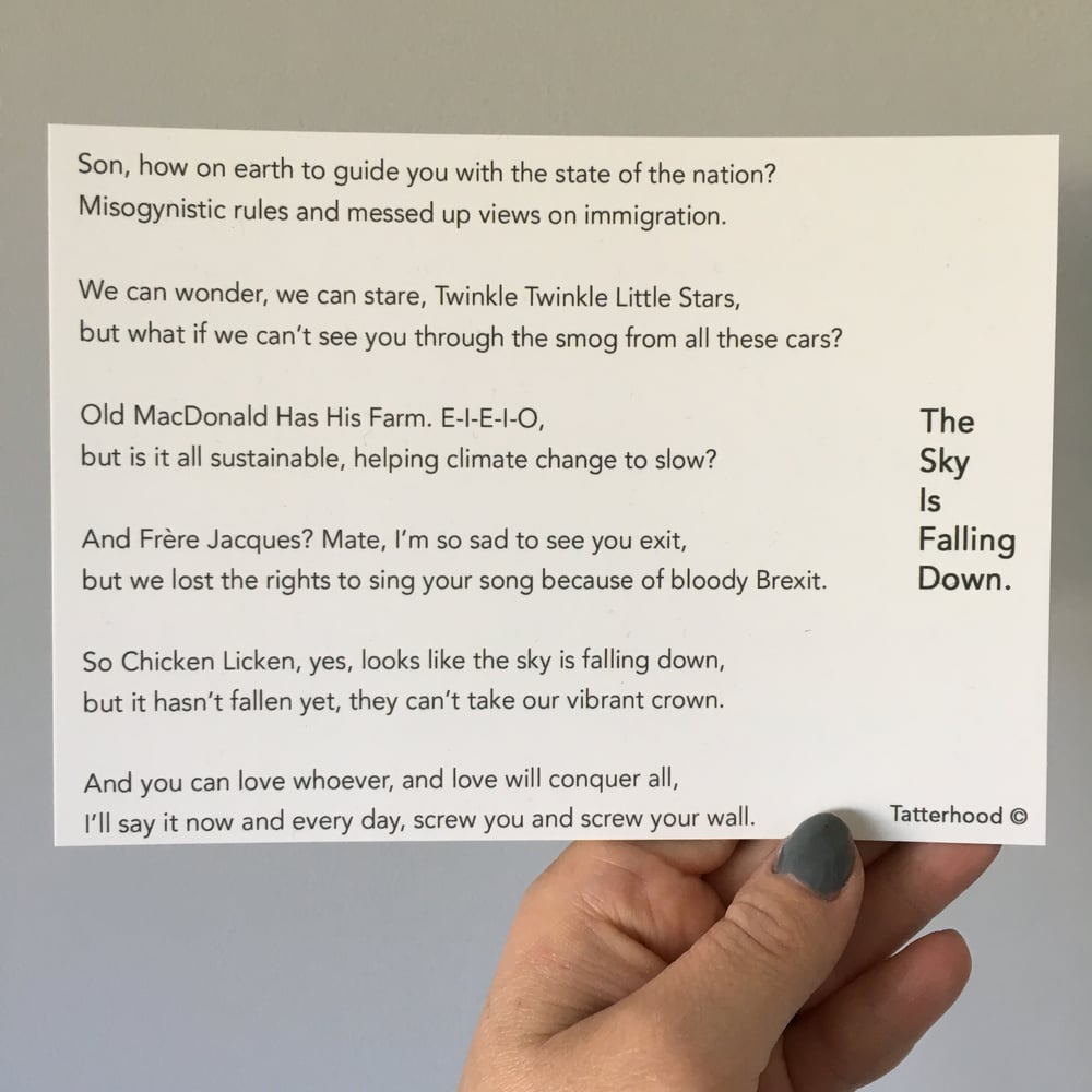 Image of The Sky Is Falling Down - Poem Postcard (Medium - 7x5 size)