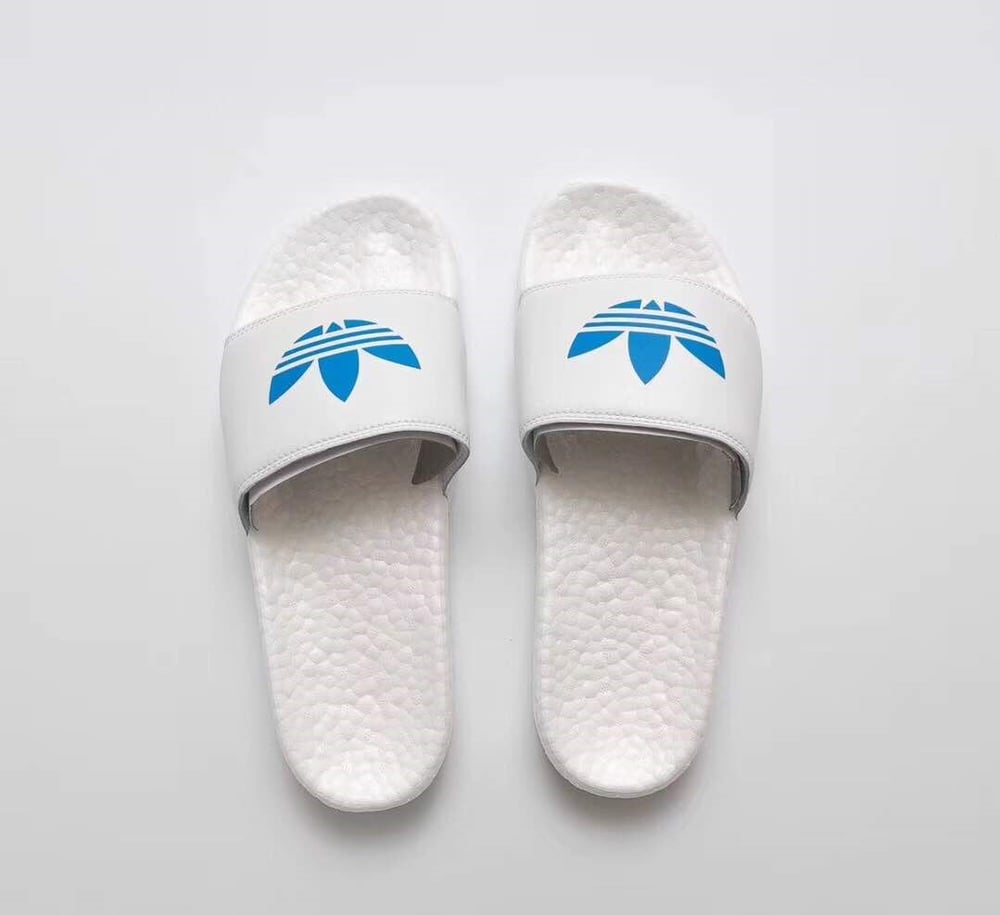 Image of Adidas Boost Slide - Blue on White