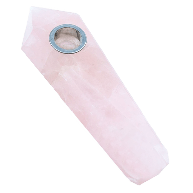 Image of Rose Quartz Crystal Pipe