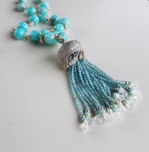 Amazonite & Moonstone Fancy Tassel Necklace
