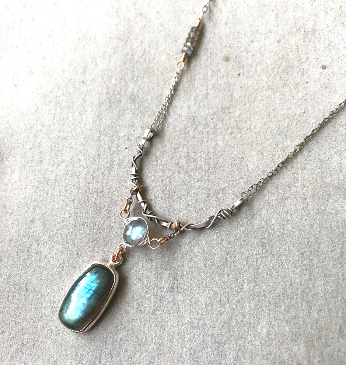 Organic silver bar and Labradorite necklace / Einat Agmon Artisan Jewelry
