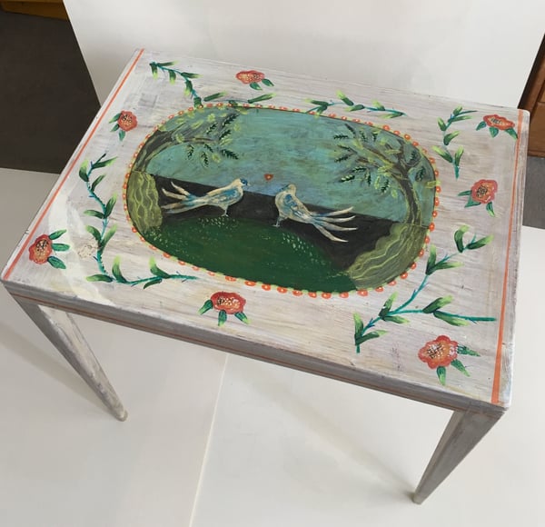 Image of Folk Painted side table