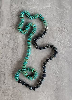 Green Turquoise & Tahitian Pearl Helix Necklace