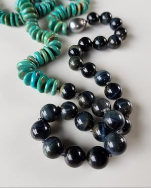 Green Turquoise & Tahitian Pearl Helix Necklace