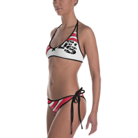 Image 1 of STARS AND STRIPES SALUTE WOMEN’S BATHING SUIT BLACK PIPING