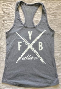 “X” WOMENS RACERBACK TANK - HEATHER GREY