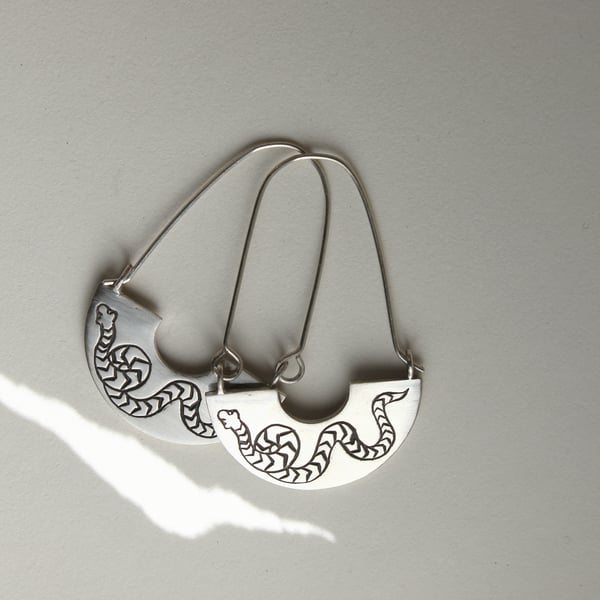 Image of Engraved Python Swing Earrings