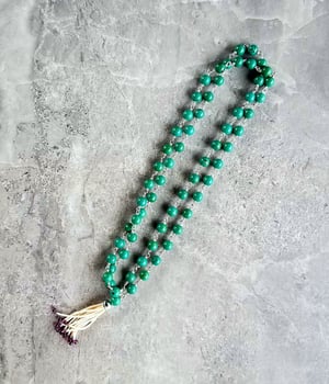Green Turquoise & Garnet Baby Tassel Necklace
