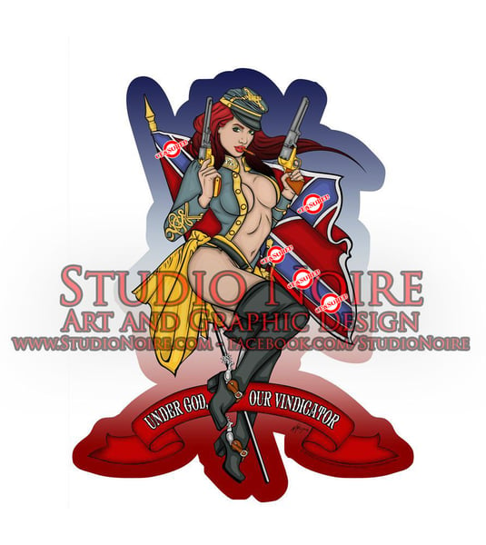 Image of Civil War Rebel Confederate Southern Pinup Girl Sexy Vinyl Sticker Decal