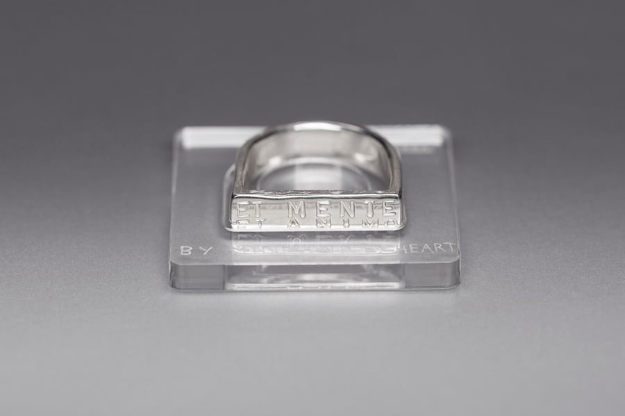 Image of silver plain ring MAXI with inscription in Latin