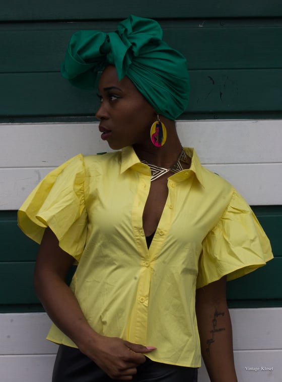 Image of Yellow mellow button blouse