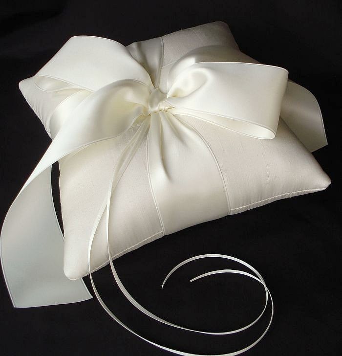 Image of Luxe Bow Silk Dupioni Ring Bearer Pillow - More Colors