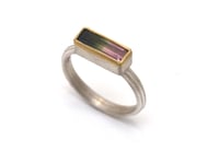 Image 1 of Starta ring set with 10mm multicoloured tourmaline. Sterling silver and 18ct gold