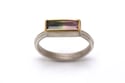 Starta ring set with 10mm multicoloured tourmaline. Sterling silver and 18ct gold