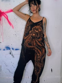 Image 3 of “OCTOPUS LOVER” CUSTOM BLEACH PAINTED BAGGY ROMPER SIZE MEDIUM