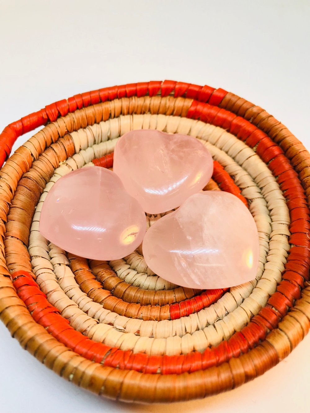 Image of Rose quartz heart (3pc)