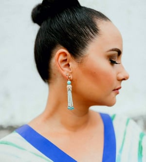 Amazonite & Apatite Tassel Earrings