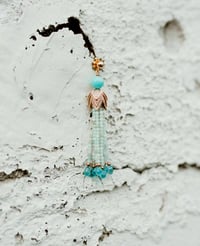 Image 3 of Amazonite & Apatite Tassel Earrings