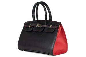 Image of Black and Red Leather Handbag