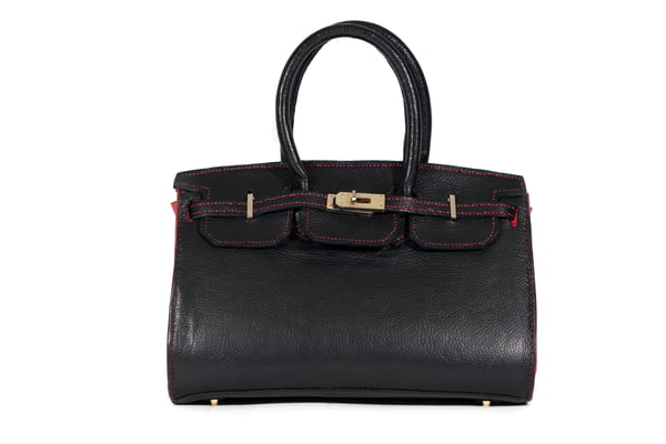 Image of Black and Red Leather Handbag