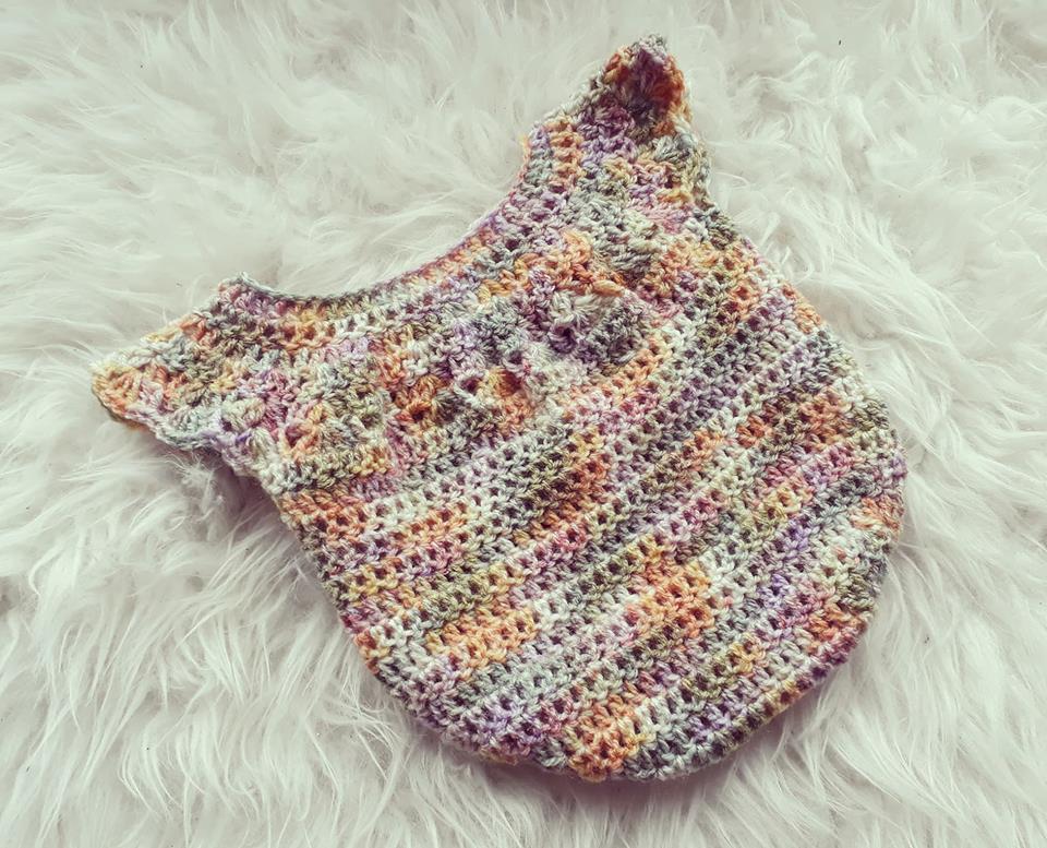 Image of Multi-coloured Newborn Baby Girl Crochet Romper. Photography Prop. Baby Wear.