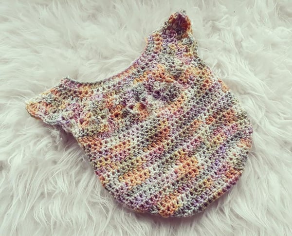 Image of Multi-coloured Newborn Baby Girl Crochet Romper. Photography Prop. Baby Wear.