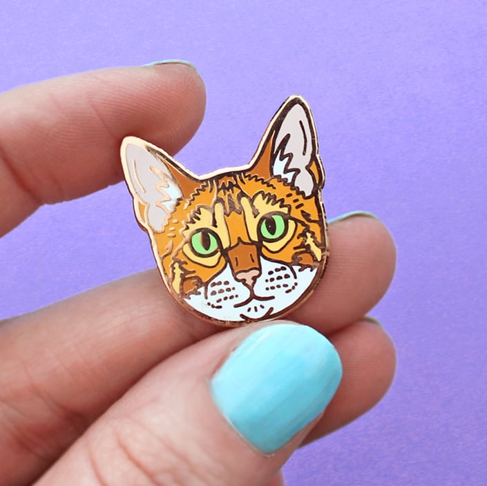 Image of Bengal cat, hard enamel pin - rose gold plating - cat breed - cat pin - cat gift - lapel pin badge