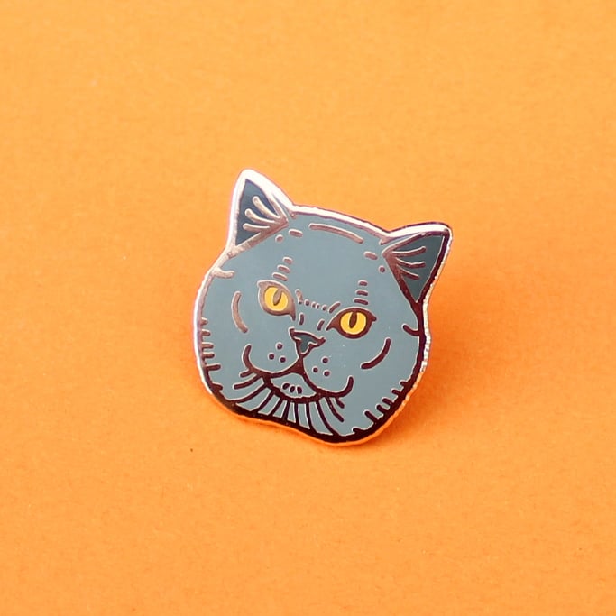 Image of British Shorthair cat, hard enamel pin - rose gold plating - cat breed - cat pin - lapel pin badge