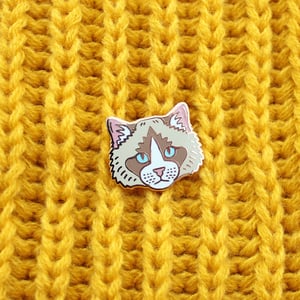 Image of Ragdoll cat, hard enamel pin - rose gold plating - cat breed - cat pin - raggie - lapel pin badge