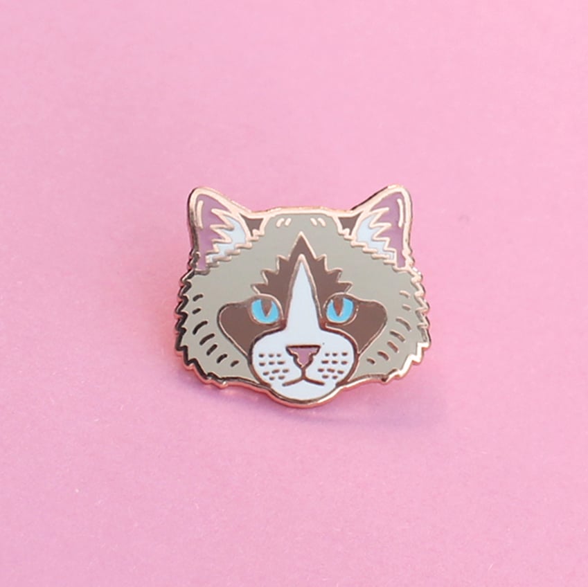 Ragdoll Cat Hard Enamel Pin Rose Gold Plating Cat Breed Cat Pin
