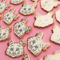 Image 4 of Turkish Angora cat, hard enamel pin - rose gold plating - cat breed - cat pin - lapel pin badge