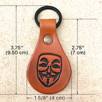 Image 3 of Leather Key Chain - Guy Fawkes mask