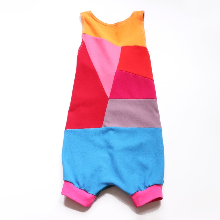 Image of prism precious 5/6 rainbow pieced romper courtneycourtney colorblock patchwork