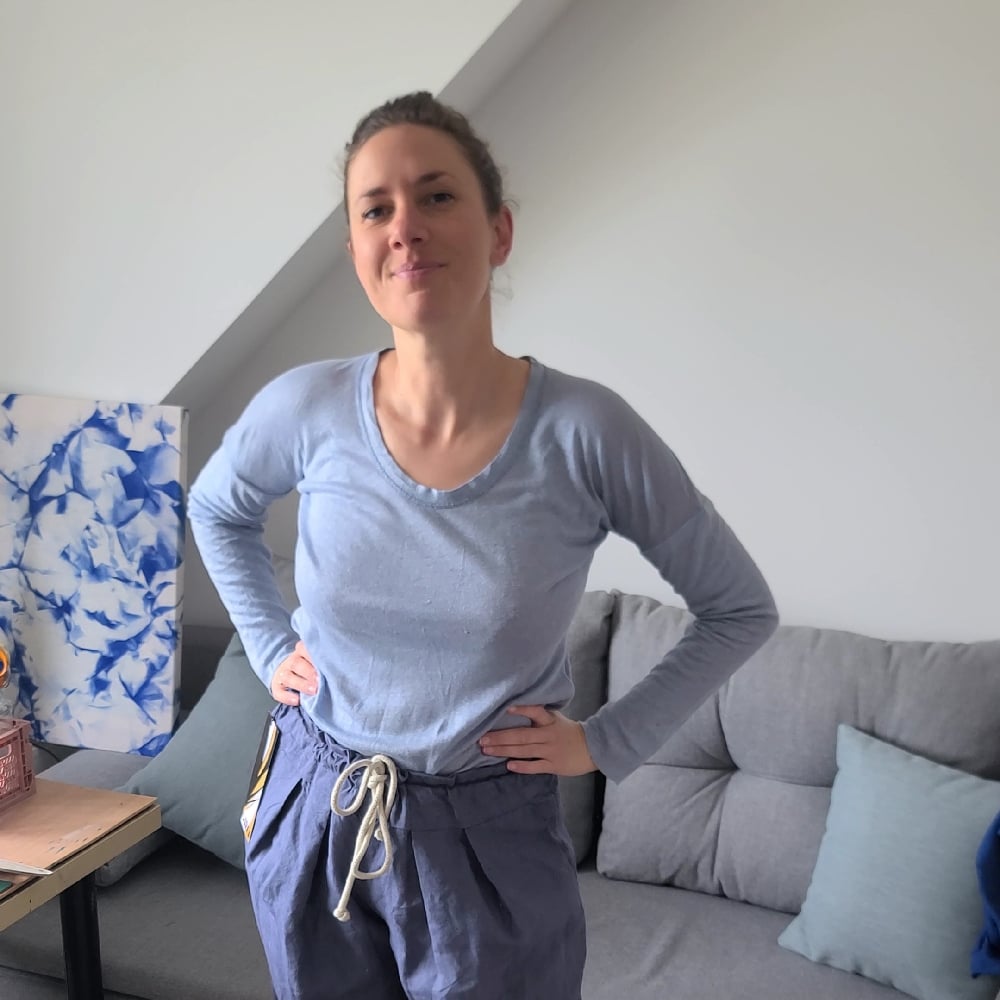 Image of T-shirt manches longues bleu uni T.S
