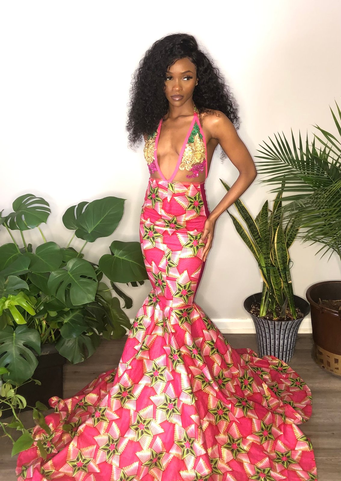 African print outlet mermaid prom dress