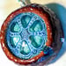 Image of Light Blue Czech Glass Wheel Button & Avocado Stone Pendant