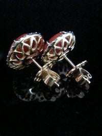 Image 2 of SUPERB STUNNING 18CT NATURAL CORAL AND DIAMOND 1-20CT CLUSTER EARRINGS