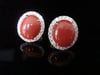 SUPERB STUNNING 18CT NATURAL CORAL AND DIAMOND 1-20CT CLUSTER EARRINGS